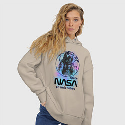Толстовка оверсайз женская Космонавт nasa, цвет: миндальный — фото 2