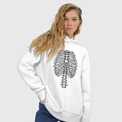 Толстовка оверсайз женская Скелет рентген, цвет: белый — фото 2