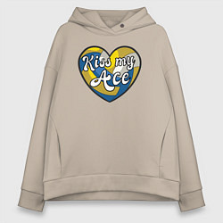 Женское худи оверсайз Kiss my ace ball