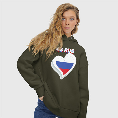 Женское худи оверсайз 48 регион Липецкая область / Хаки – фото 3