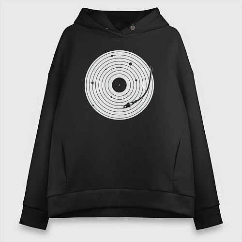 Женское худи оверсайз Vinyl world / Черный – фото 1