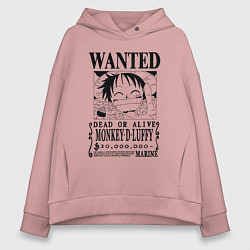 Толстовка оверсайз женская Первая листовка Луффи Ван Пис, цвет: пыльно-розовый