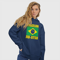 Толстовка оверсайз женская Brazilian jiu-jitsu, цвет: тёмно-синий — фото 2