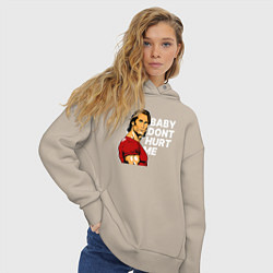 Толстовка оверсайз женская Baby dont hurt me - Mike OHearn, цвет: миндальный — фото 2