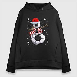 Толстовка оверсайз женская Soccer snowman, цвет: черный