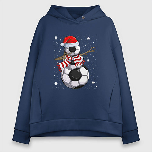 Женское худи оверсайз Soccer snowman / Тёмно-синий – фото 1