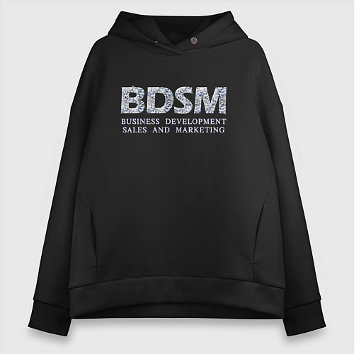 Женское худи оверсайз BDSM - business development sales and marketing / Черный – фото 1
