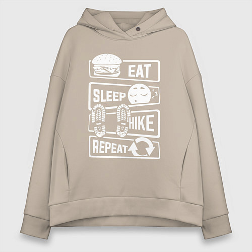 Женское худи оверсайз Еда сон туризм / Миндальный – фото 1