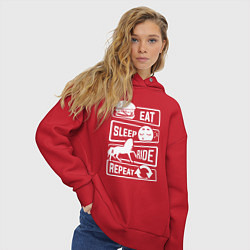 Толстовка оверсайз женская Еда сон верховая езда, цвет: красный — фото 2