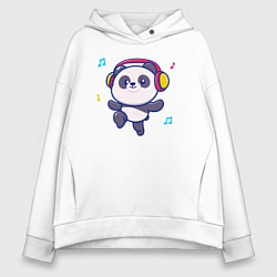 Толстовка оверсайз женская Music panda, цвет: белый