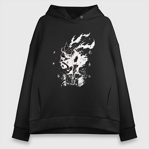 Женское худи оверсайз Гароу на камне / Черный – фото 1