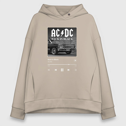 Женское худи оверсайз Back in black - AC DC / Миндальный – фото 1