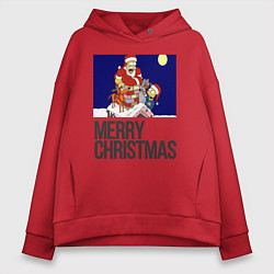 Толстовка оверсайз женская Merry Christmas Simpsons, цвет: красный