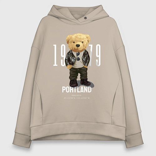 Женское худи оверсайз Плюшевый медведь portland / Миндальный – фото 1