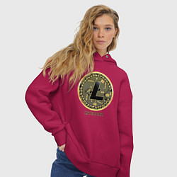 Толстовка оверсайз женская Litecoin крипта, цвет: маджента — фото 2