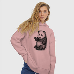 Толстовка оверсайз женская Детеныш панды, цвет: пыльно-розовый — фото 2