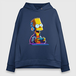 Толстовка оверсайз женская Bart is an avid gamer, цвет: тёмно-синий