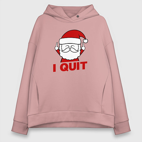 Женское худи оверсайз I quit дед мороз / Пыльно-розовый – фото 1