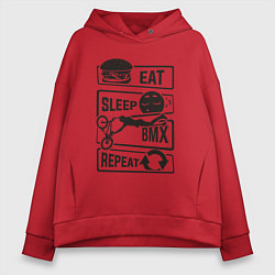 Толстовка оверсайз женская Есть спать bmx, цвет: красный
