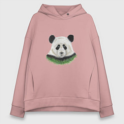 Толстовка оверсайз женская Медведь панда, цвет: пыльно-розовый