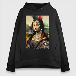 Толстовка оверсайз женская Punk Mona Lisa is covered in tattoos, цвет: черный