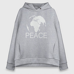Толстовка оверсайз женская World peace, цвет: меланж