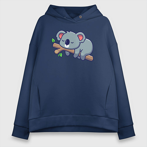 Женское худи оверсайз Коала на ветке / Тёмно-синий – фото 1