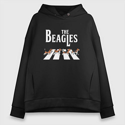 Толстовка оверсайз женская Бигли The Beatles пародия, цвет: черный