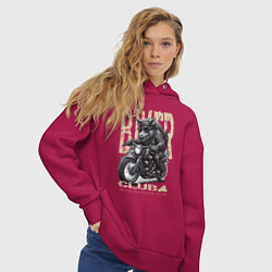 Толстовка оверсайз женская Байкер кабан на мотоцикле, цвет: маджента — фото 2