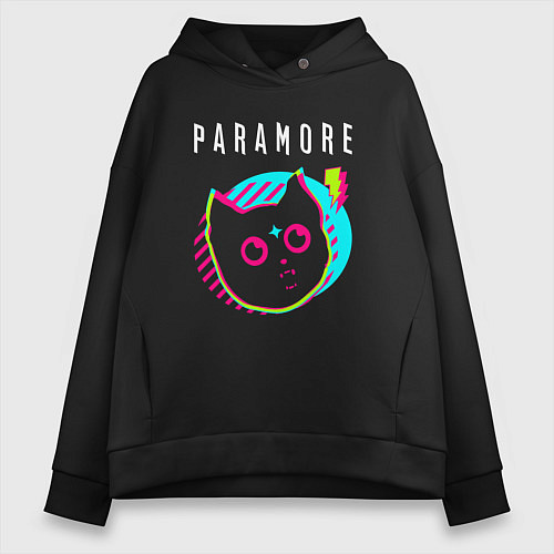 Женское худи оверсайз Paramore rock star cat / Черный – фото 1