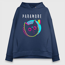 Толстовка оверсайз женская Paramore rock star cat, цвет: тёмно-синий