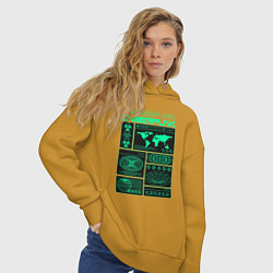 Толстовка оверсайз женская Cyberpunk streetwear, цвет: горчичный — фото 2