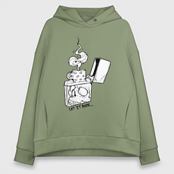 Толстовка оверсайз женская Пусть оно сгорит, цвет: авокадо