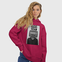 Толстовка оверсайз женская Radiohead human, цвет: маджента — фото 2