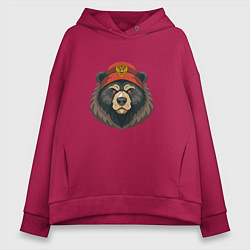Женское худи оверсайз Русский медведь в шапке с гербом