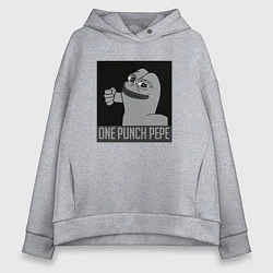 Толстовка оверсайз женская One punch pepe, цвет: меланж