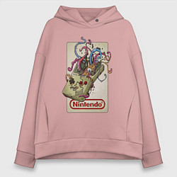 Толстовка оверсайз женская Game boy tentacles, цвет: пыльно-розовый