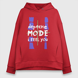 Толстовка оверсайз женская Depeche Mode - I feel you single, цвет: красный