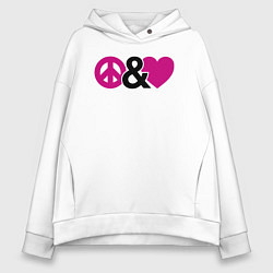 Толстовка оверсайз женская Peace and love, цвет: белый