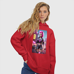 Толстовка оверсайз женская Барби в кожаных шортах - модница, цвет: красный — фото 2