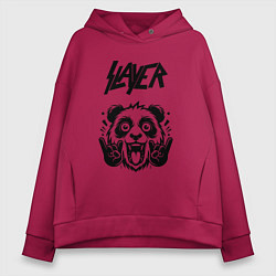 Толстовка оверсайз женская Slayer - rock panda, цвет: маджента