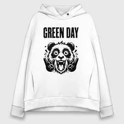 Толстовка оверсайз женская Green Day - rock panda, цвет: белый