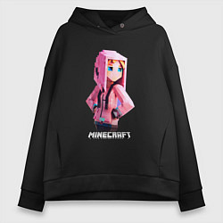 Толстовка оверсайз женская Minecraft персонаж девушки в костюме, цвет: черный
