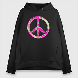 Толстовка оверсайз женская Pink peace, цвет: черный