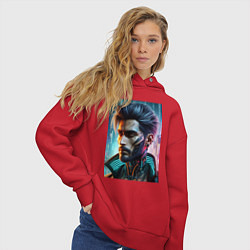 Толстовка оверсайз женская Cyber dude - ai art, цвет: красный — фото 2