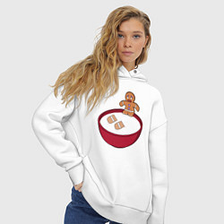 Толстовка оверсайз женская Человечек пряник, цвет: белый — фото 2