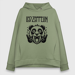 Толстовка оверсайз женская Led Zeppelin - rock panda, цвет: авокадо