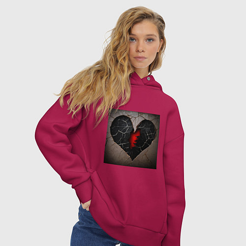 Женское худи оверсайз Треск в сердце / Маджента – фото 3