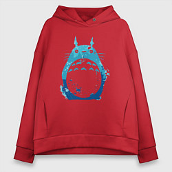 Толстовка оверсайз женская Blue Totoro, цвет: красный