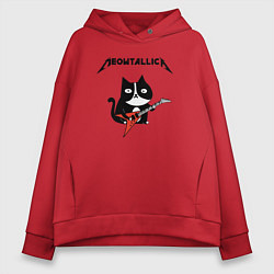 Толстовка оверсайз женская Meowtallica cat, цвет: красный